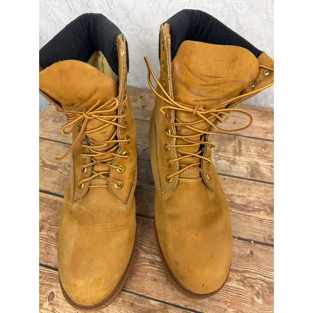 Timberland Men's Brown Leather Work Boots Hiking Lug Sole Lace Up Size 9
